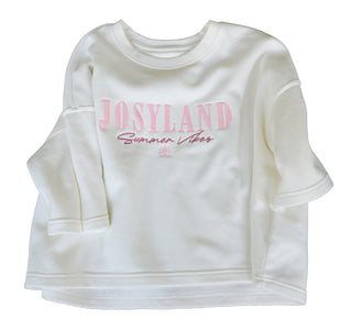 Josyland Frauen Cropped Sweatshirt in bequemer Sweat-Qualität, Detailaufnahme des stylischen Designs.