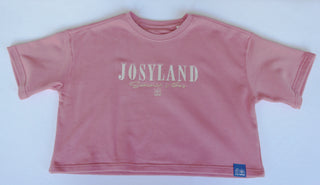 Weißes Frauen Cropped Sweatshirt von Josyland mit lockerer Passform und langen Ärmeln, auf dem Bild zu sehen.