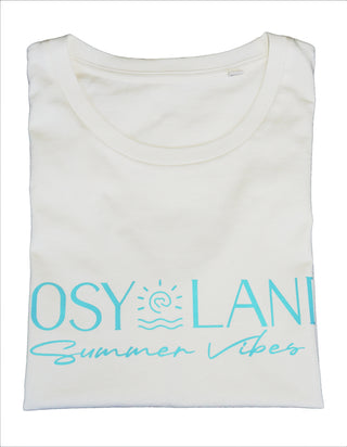 Helles Damen-T-Shirt von Josyland mit Sommer-Vibes, bequemes Baumwoll-T-Shirt für Damen, sommerliches Design, entspannter Look