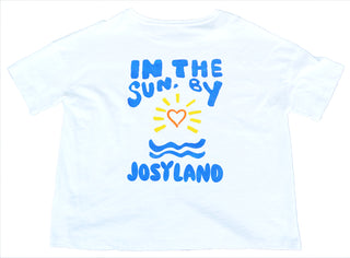 Helles Slub-Oversize-T-Shirt von Josyland, weiches Baumwollmaterial, bequem geschnitten, frontales Design sichtbar