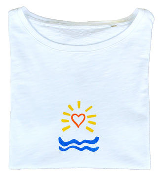 Weißes, oversized Slub-T-Shirt von Josyland, lockeres Design und strukturierter Stoff, perfekt für den Alltag.