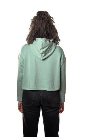 JOSYLAND Damen Cropped Hoodie aus weichem Material, schwarzer Hoodie mit Kapuze und lockerer Passform, modisches Streetwear-Design